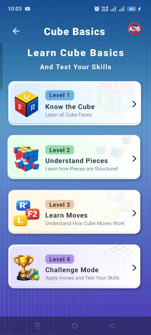 Rubiks Cube Solver cube basics screen